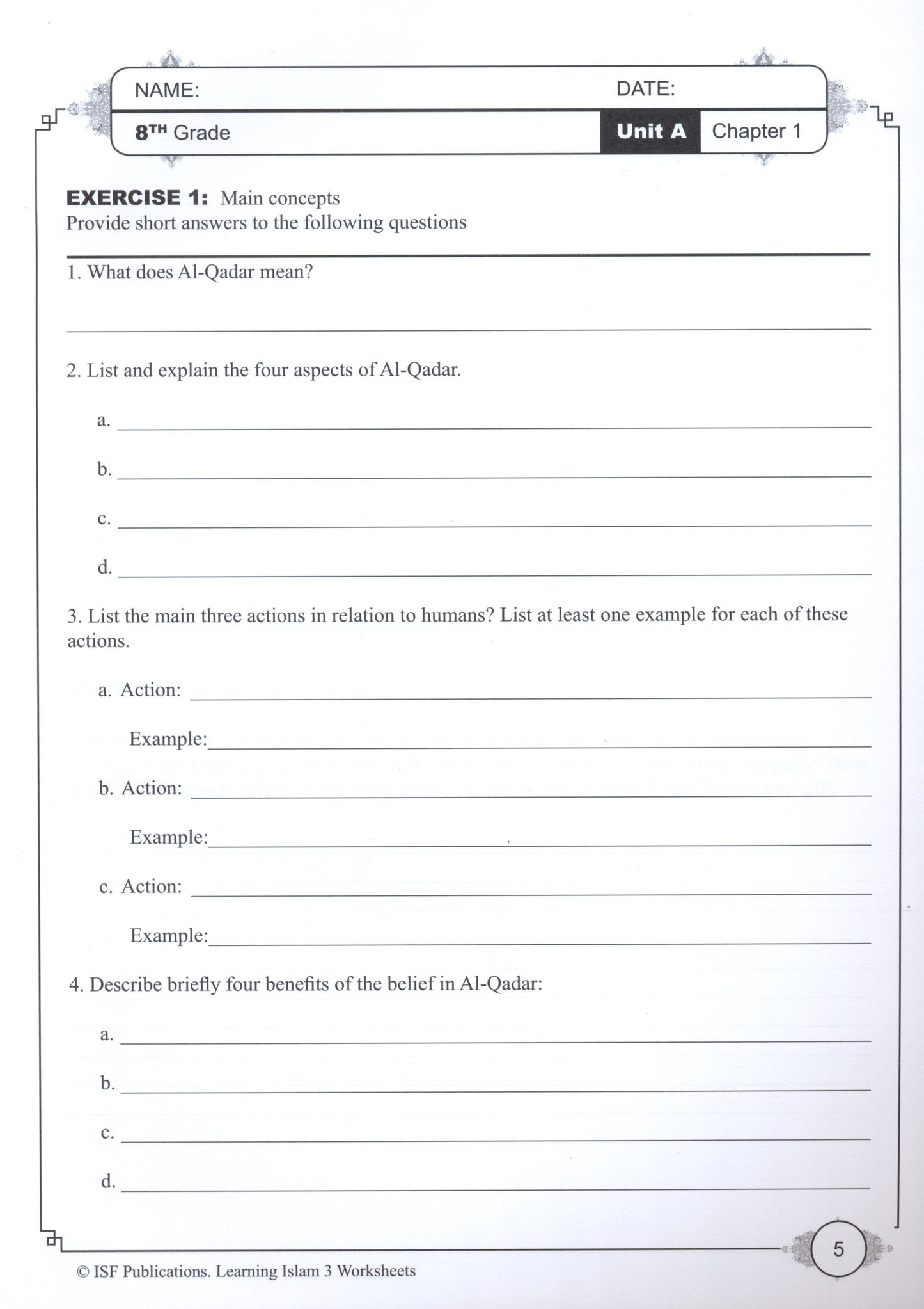 Learning Islam Workbook Level 3 (Grade 8)