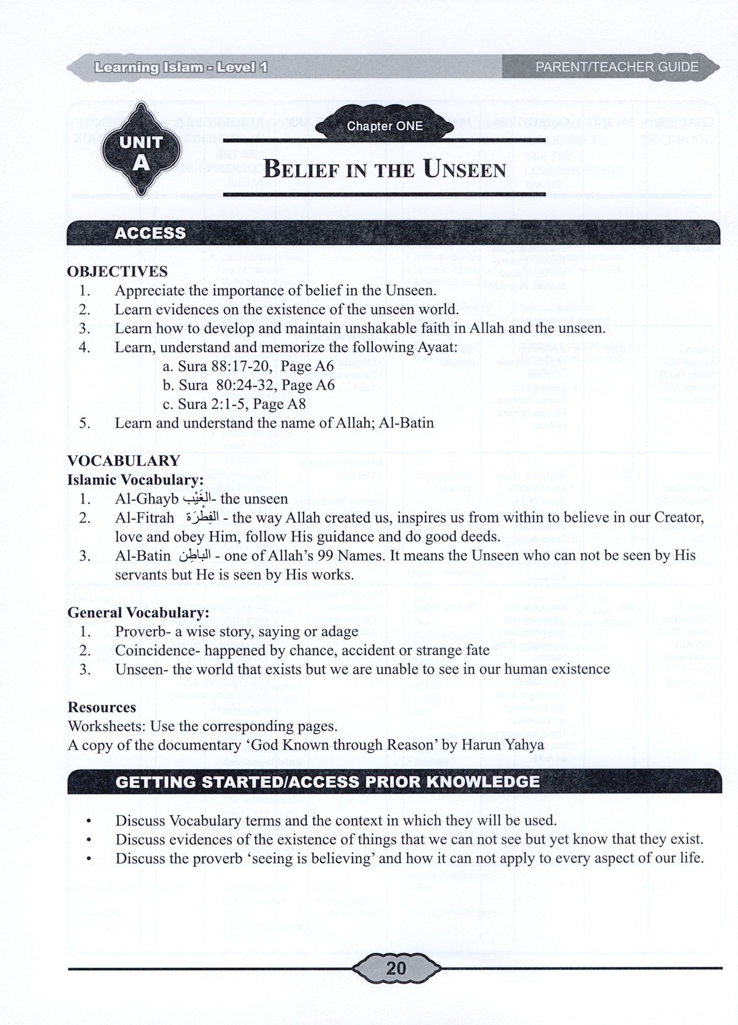 Learning Islam Parent/Teacher Guide Level 1 (Grade 6)
