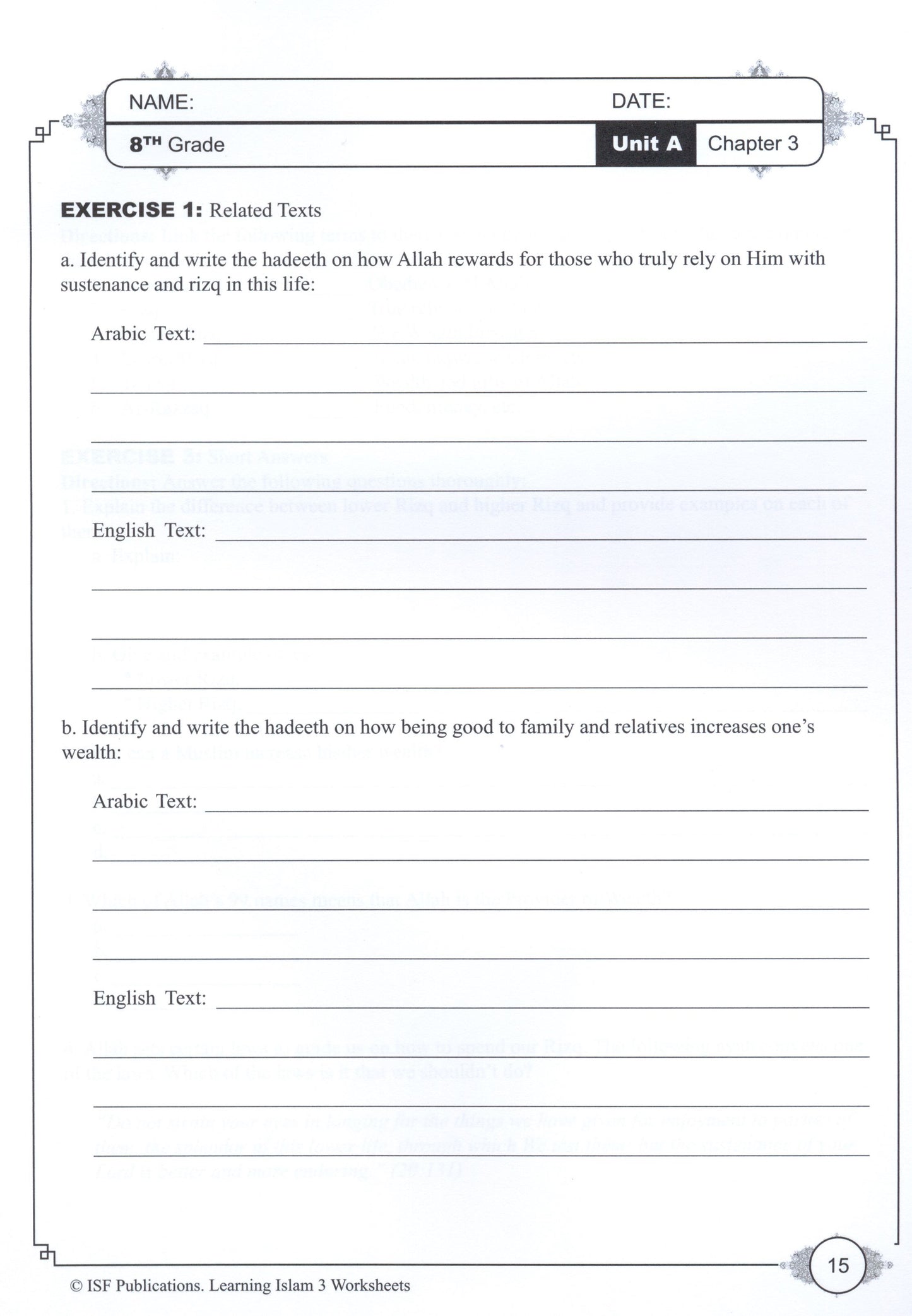 Learning Islam Workbook Level 3 (Grade 8)