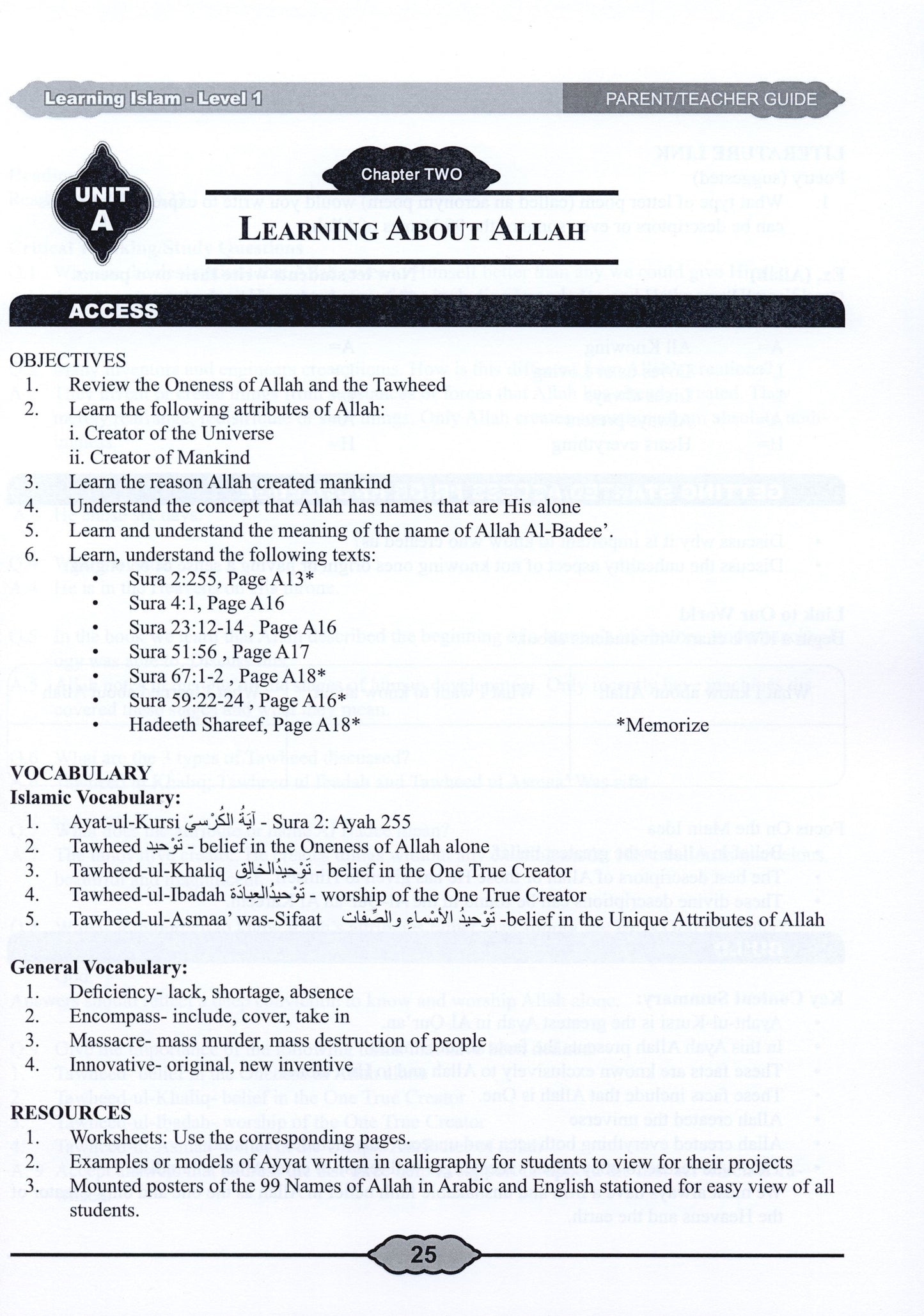 Learning Islam Parent/Teacher Guide Level 1 (Grade 6)