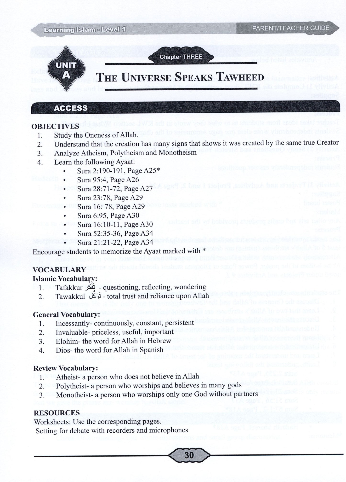 Learning Islam Parent/Teacher Guide Level 1 (Grade 6)