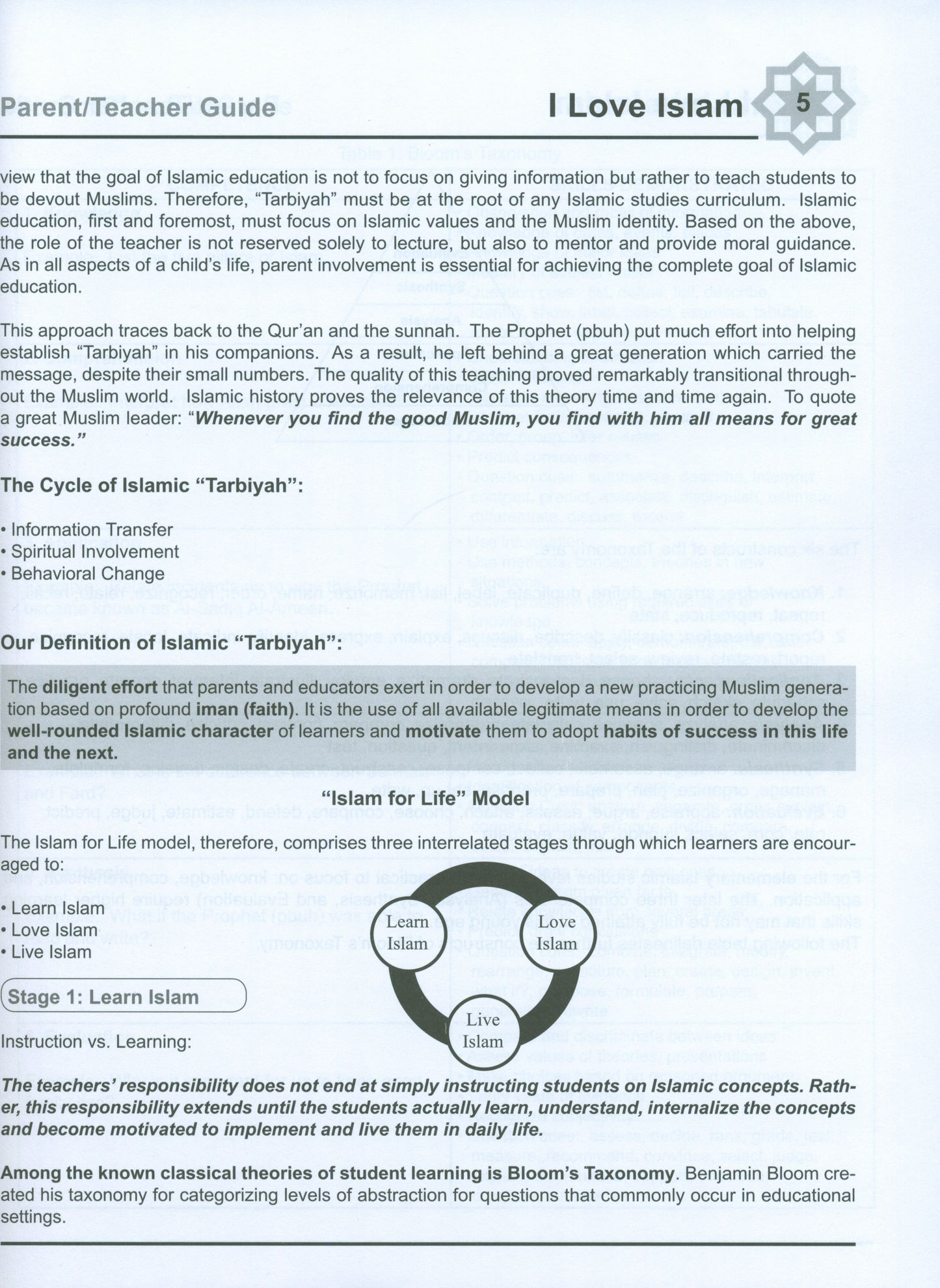 I Love Islam Teacher Book Level 5 ( 5th Grade )