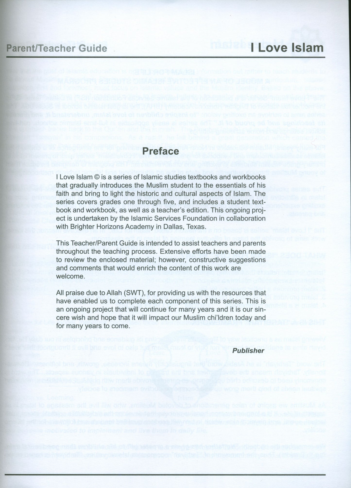 I Love Islam Teacher Book Level 1 ( 1st Grade )