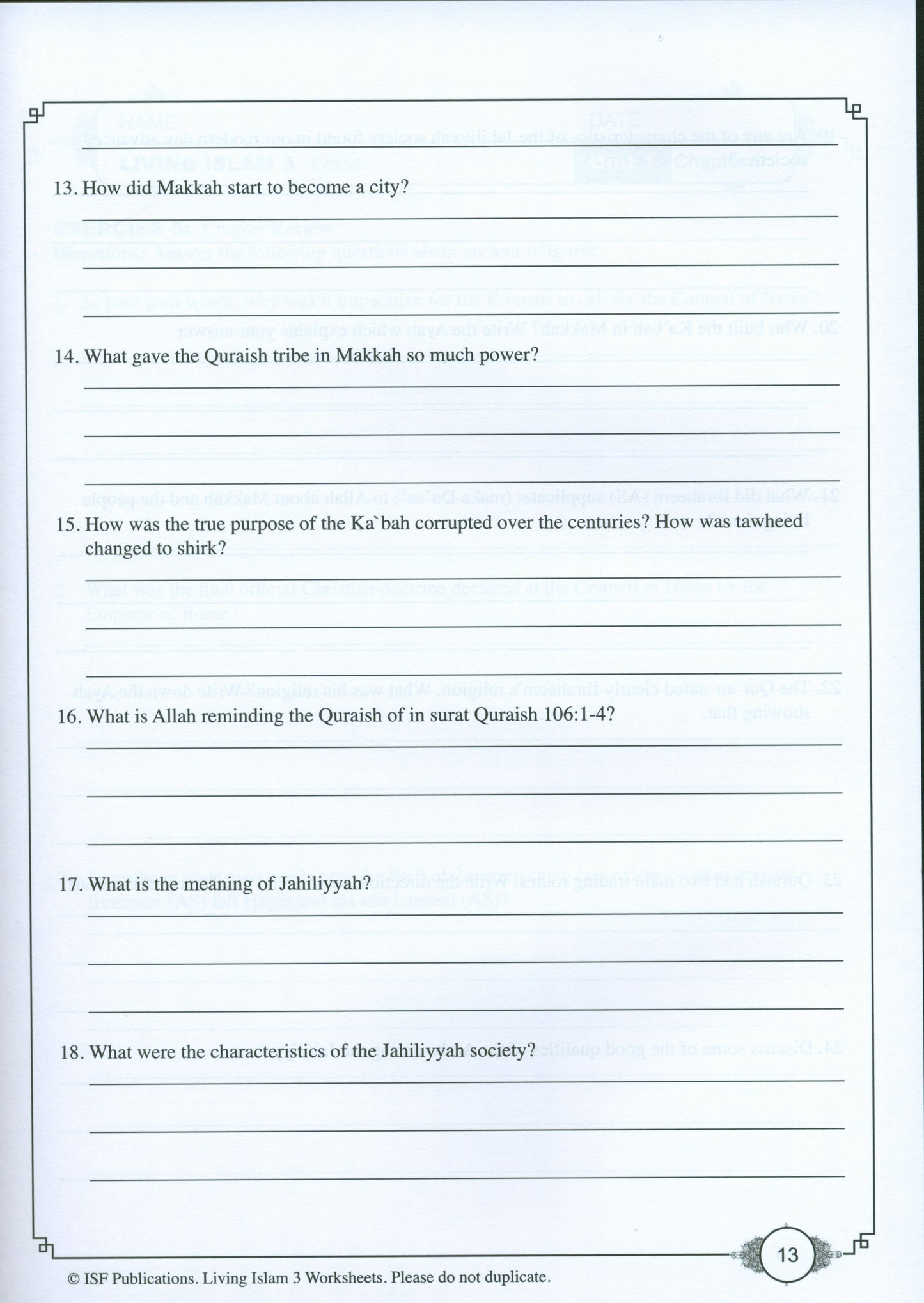 Living Islam 3 Workbook - Life Story of Prophet Muhammad