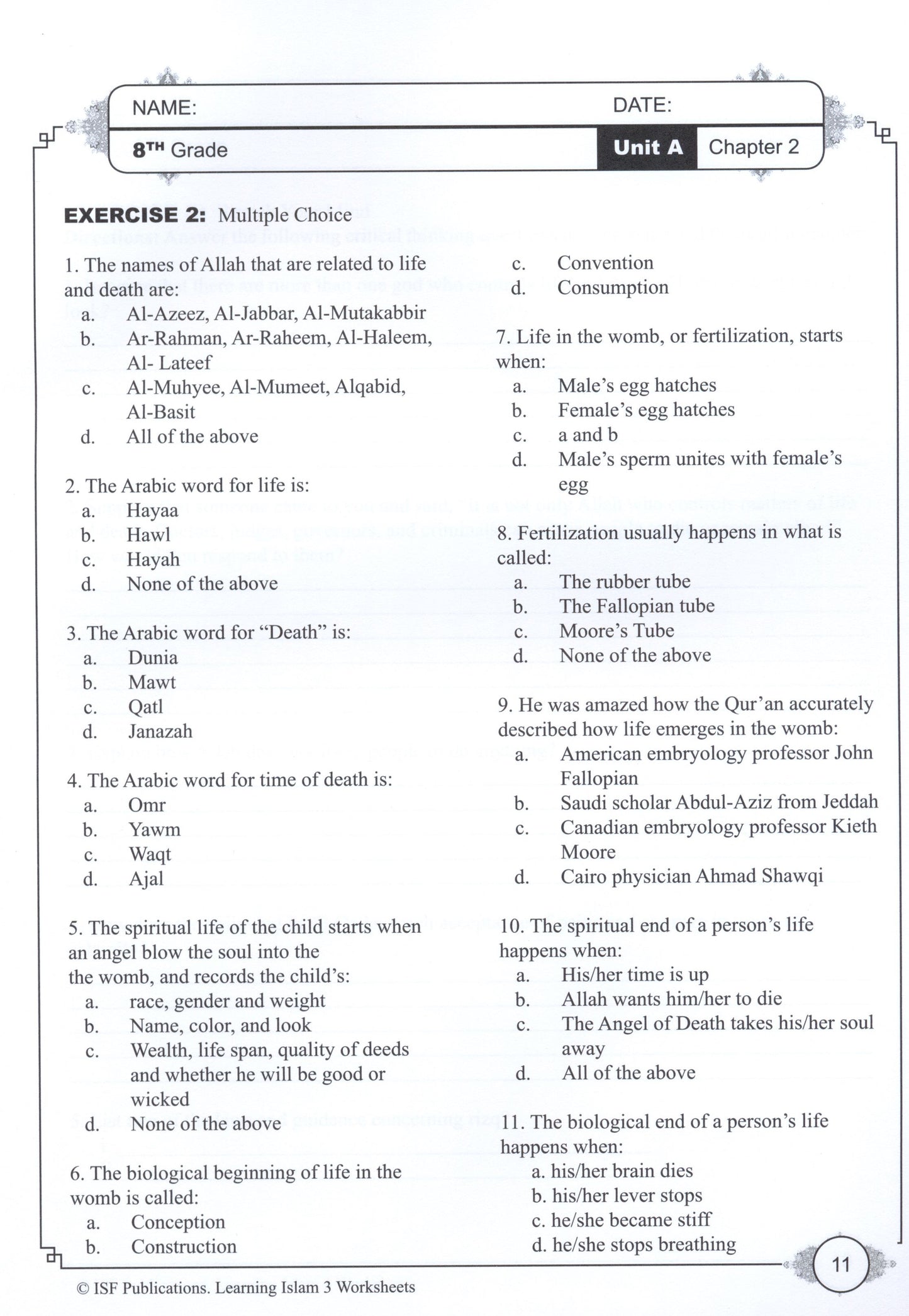 Learning Islam Workbook Level 3 (Grade 8)