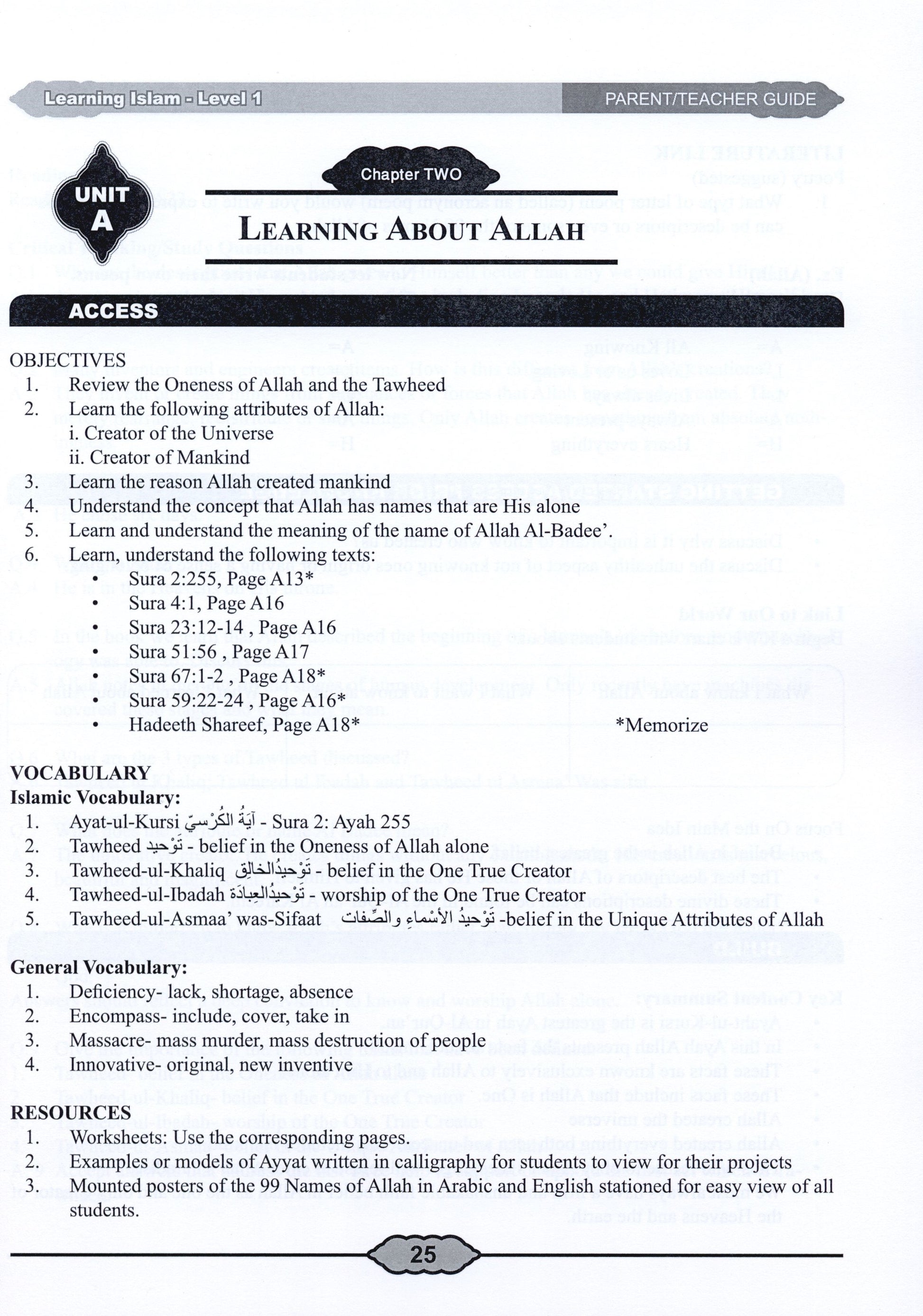Level　–　Learning　6)　Islam　Parent/Teacher　Guide　(Grade