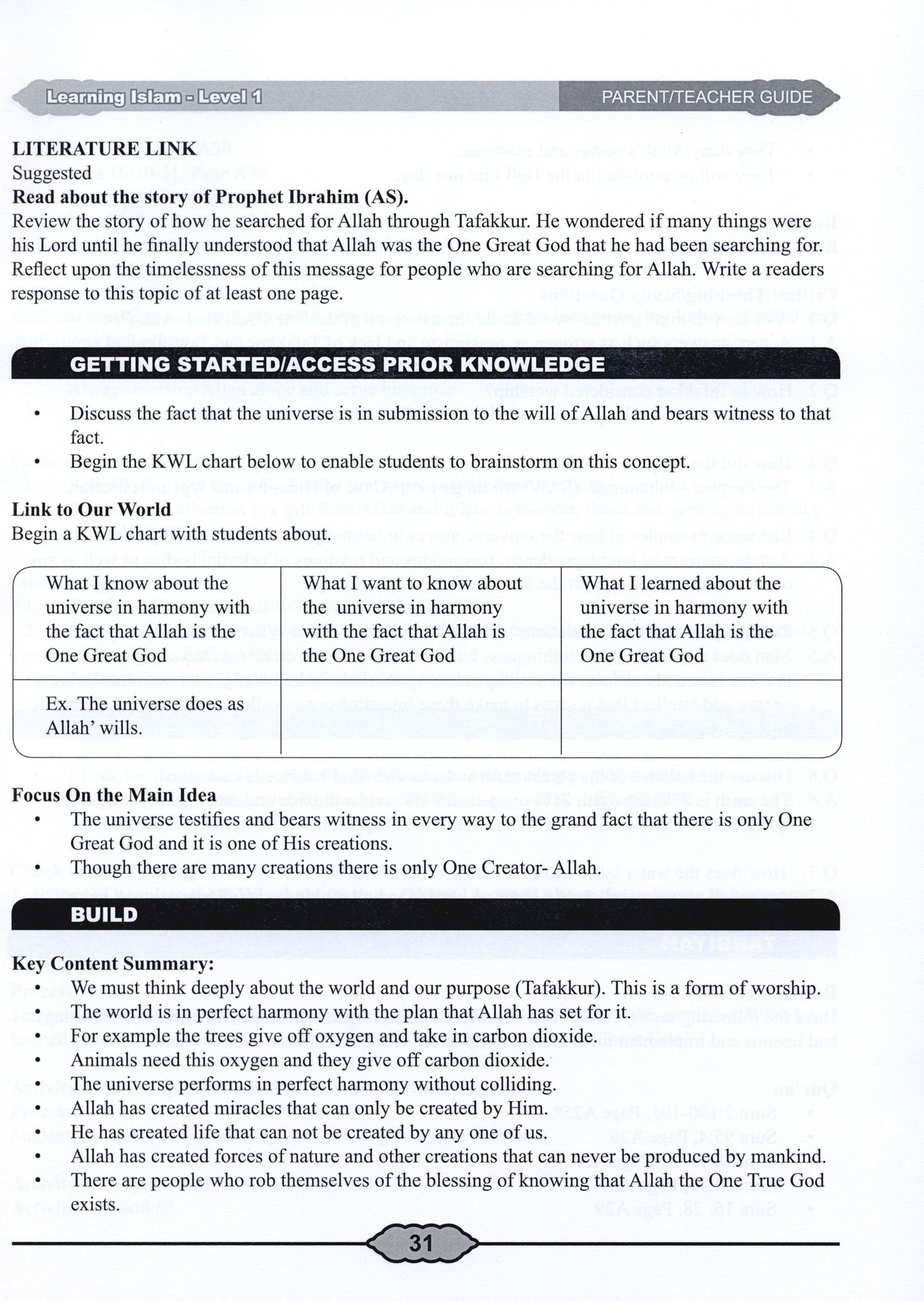 Learning Islam Parent/Teacher Guide Level 1 (Grade 6)